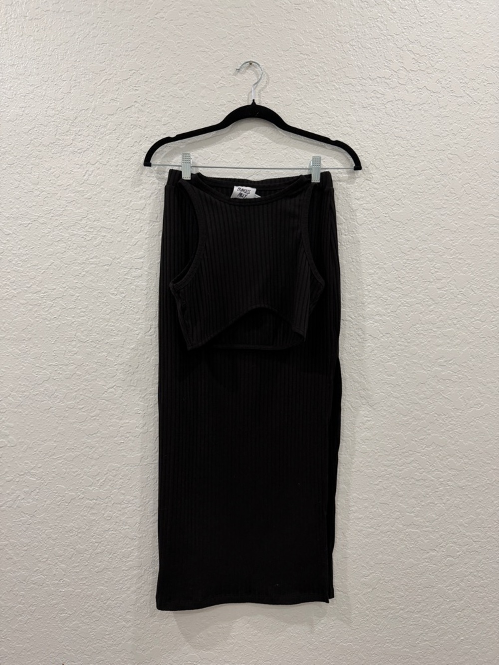 Princess Polly Black Ribbed Tank & Midi Set